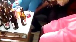 Drunk Hookers Sucking Customer In Bar