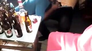 Drunk Hookers Sucking Customer In Bar