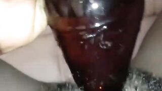 Using Bottle On Her Hairy Pussy