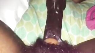 Hairy Pussy Naija Babe Cumming On Dildo