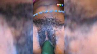 Huge Cucumber To Satisfy Her Pussy