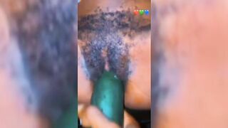 Huge Cucumber To Satisfy Her Pussy