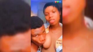 Kunle Sucking Girlfriend's Breast