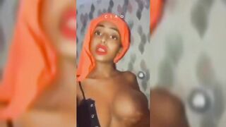 Halima Pressing Her Boobs