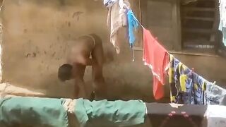 My Neighbor Bathing Outside