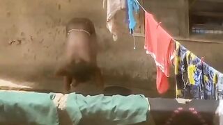 My Neighbor Bathing Outside