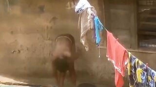 My Neighbor Bathing Outside