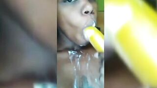 Freaky Kenyan Girl Playing With Banana