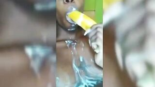 Freaky Kenyan Girl Playing With Banana