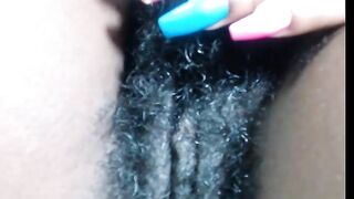 POV Hairy Black Amateur Pussy Masturbation